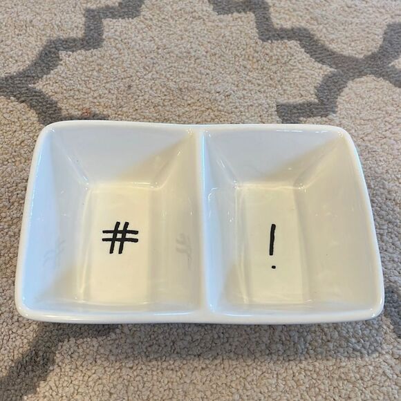 Rae Dunn~Divided Dish/Dip Bowl~# (Hashtag)~! (Exclamation Point)~Ceramic EUC - Picture 1 of 6